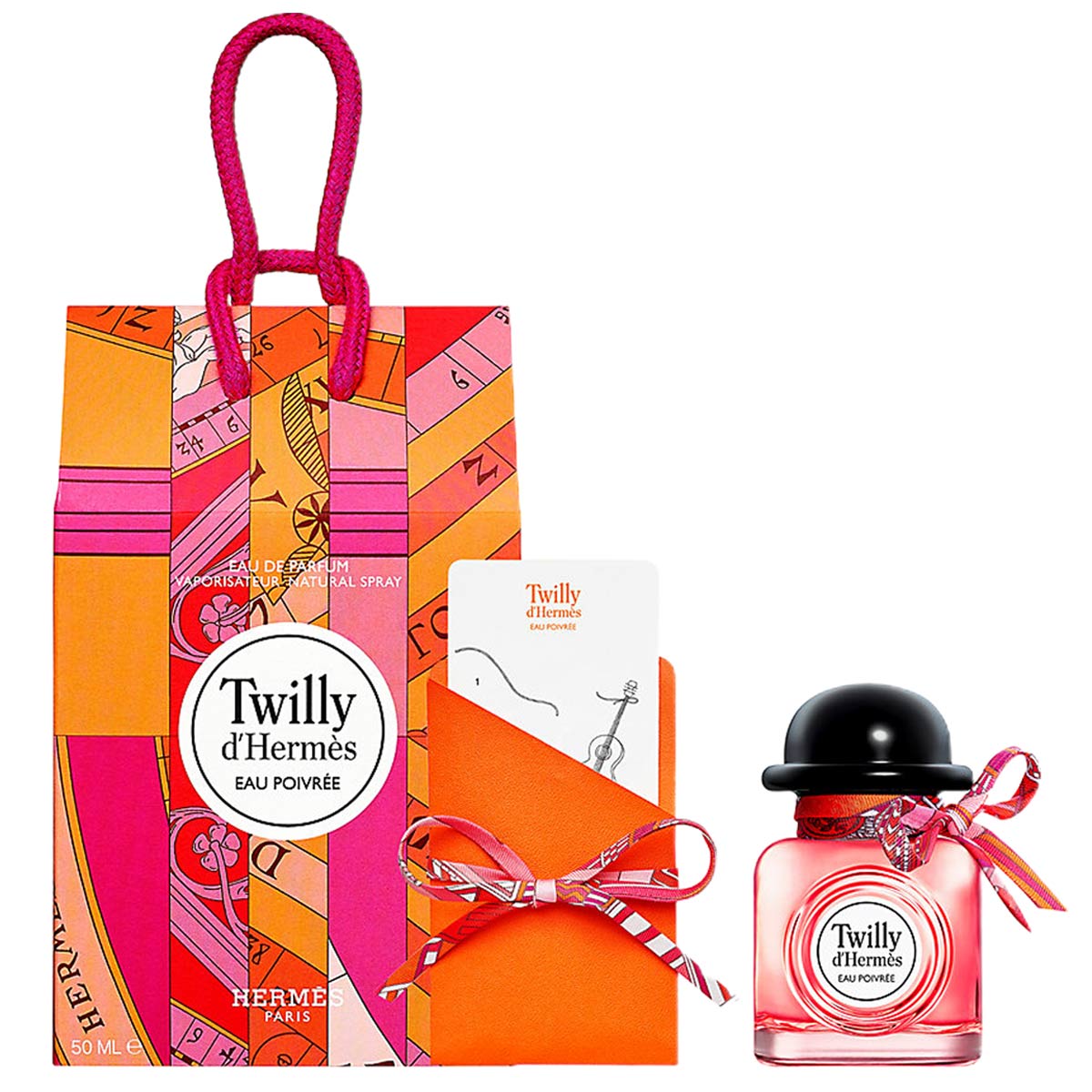Gift Set Twilly d'Hermes Eau Poivree 2pcs ( EDP 50ml & Knotting Card and Silk Tie )