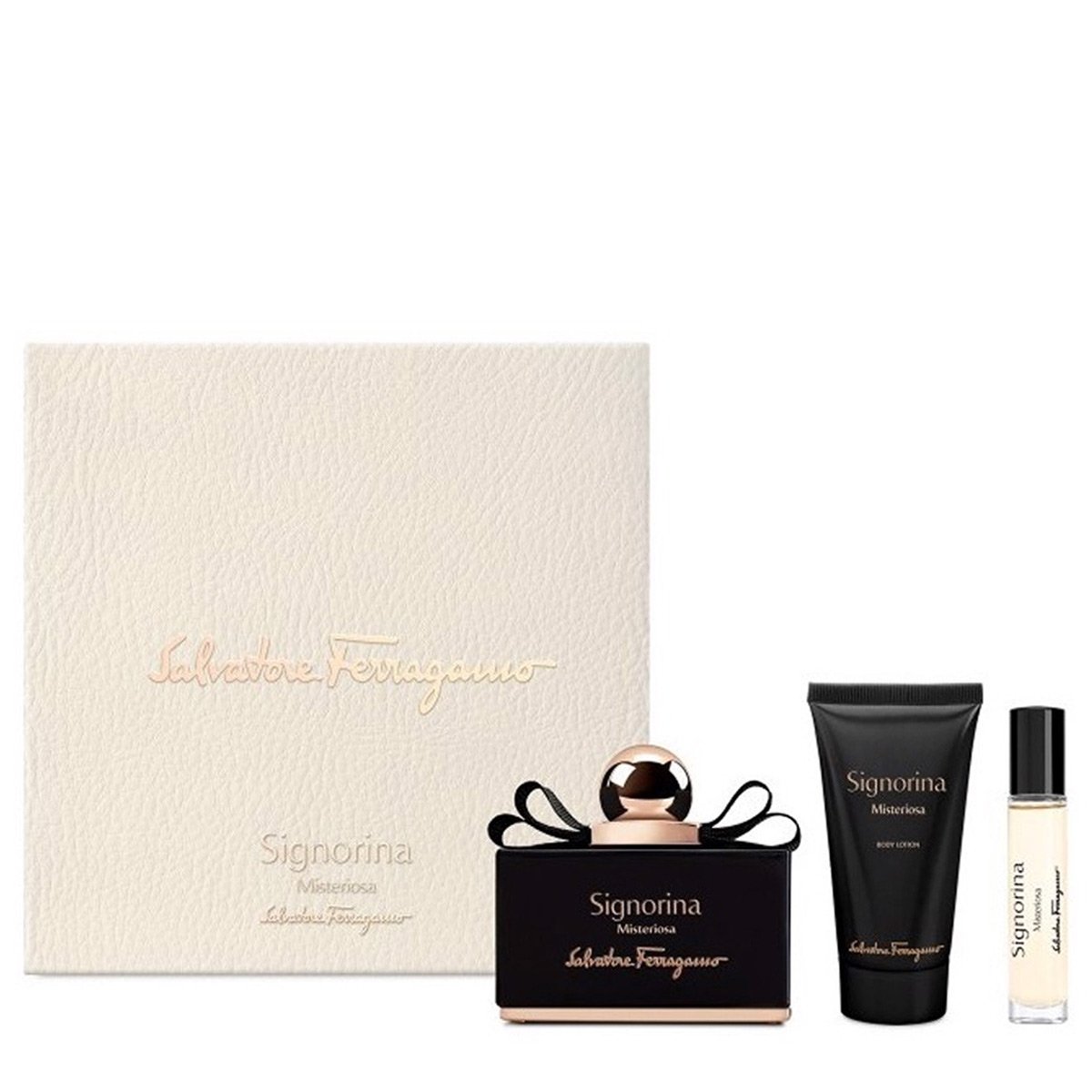 Gift Set Salvatore Ferragamo Signorina Misteriosa 3pcs (EDP 100ml + EDP Roll-on 10ml + Body Milk 50ml)