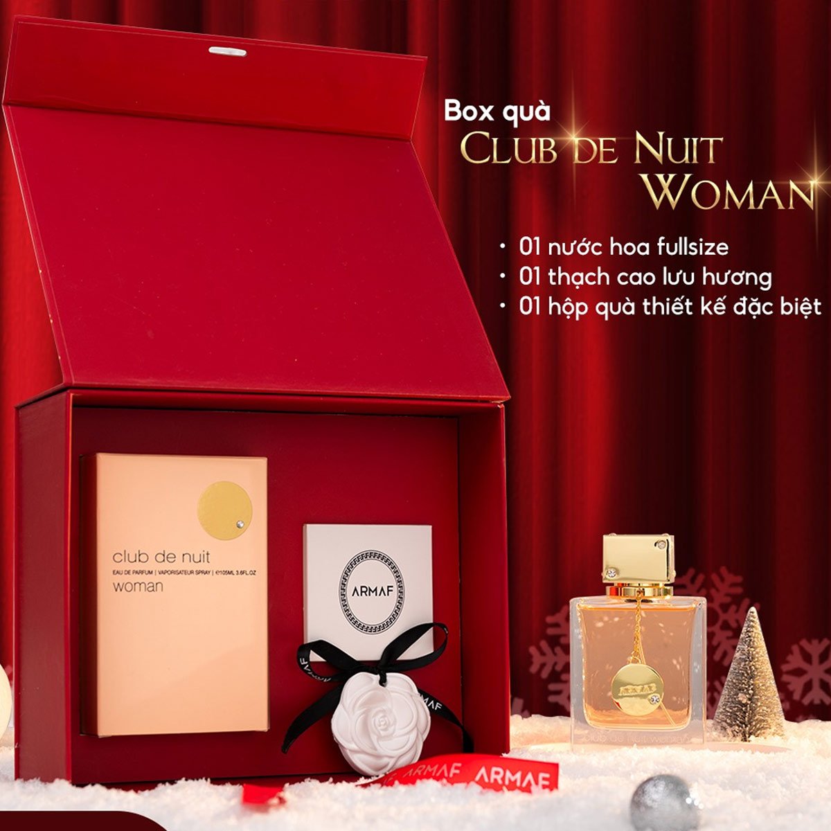 Set Quà Lễ Hội Twinkle Box Armaf Club De Nuit Women EDP 3pcs ( EDP 100ml & Thạch Cao Lưu Hương & Hộp Quà Thiết Kế)